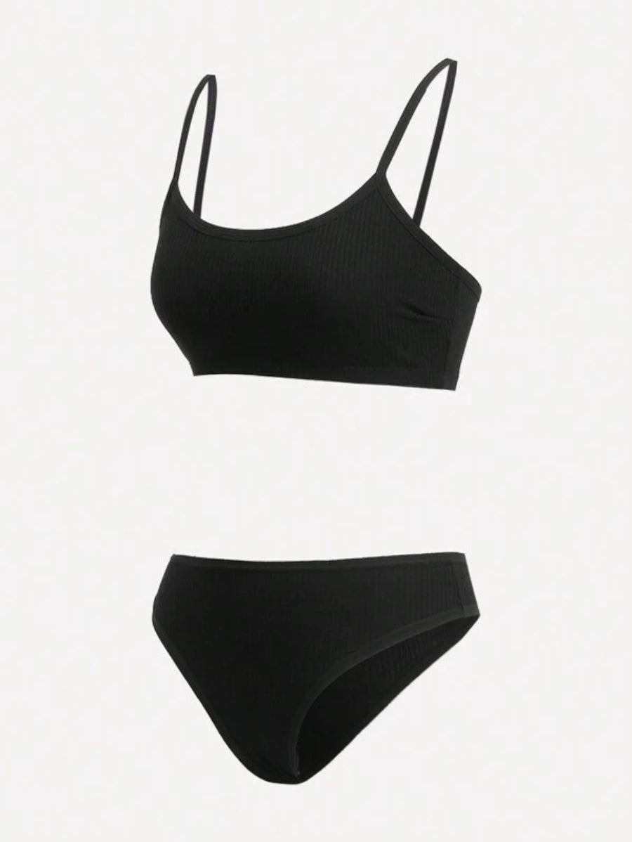 Solid Rib Lingerie Set-Soco Hoodie