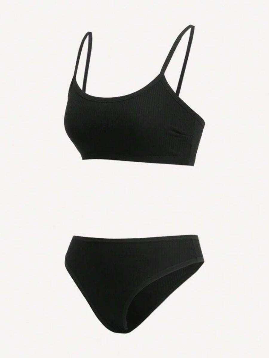 Solid Rib Lingerie Set-Soco Hoodie