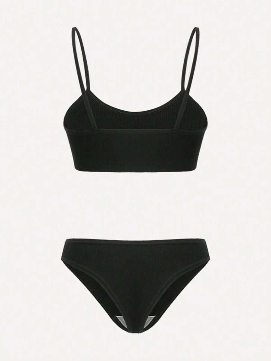 Solid Rib Lingerie Set-Soco Hoodie