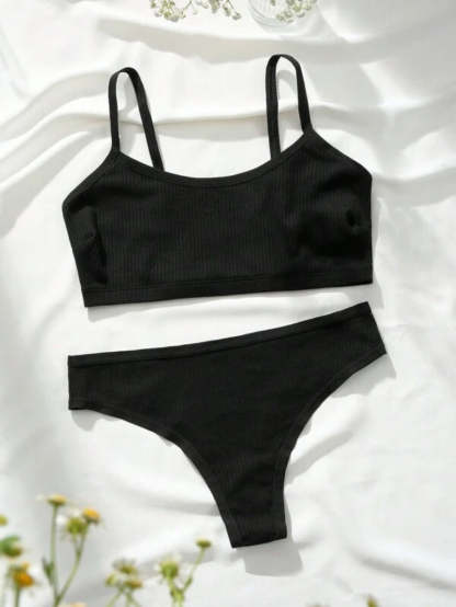 Solid Rib Lingerie Set-Soco Hoodie