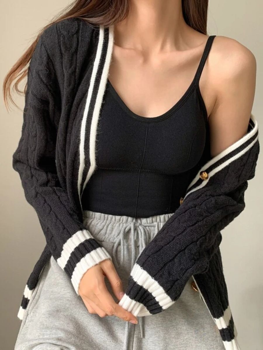 Solid Ribbed Knit Pattern Bralette-Soco Hoodie