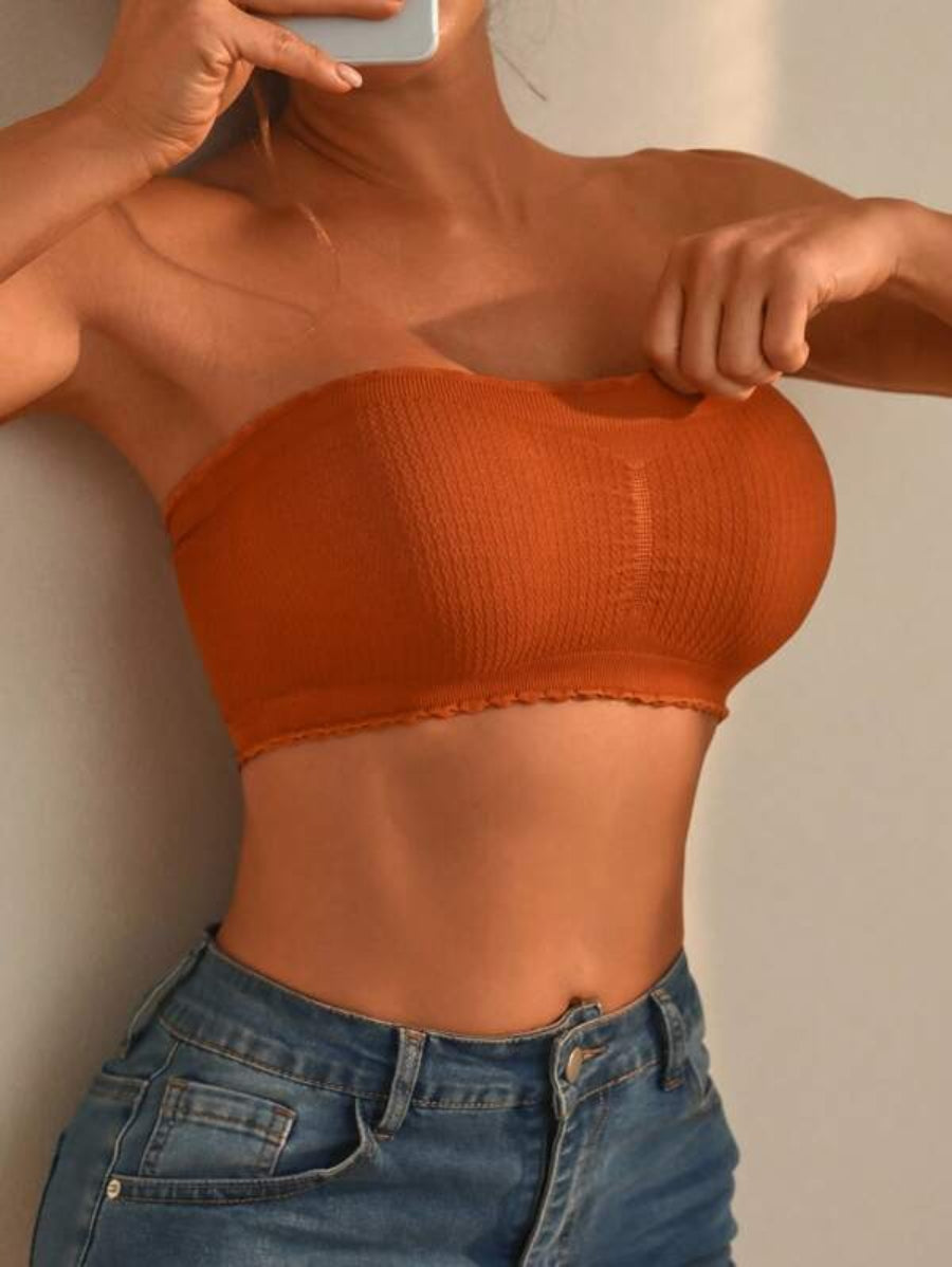 Solid Lettuce Trim Tube Bra-Soco Hoodie