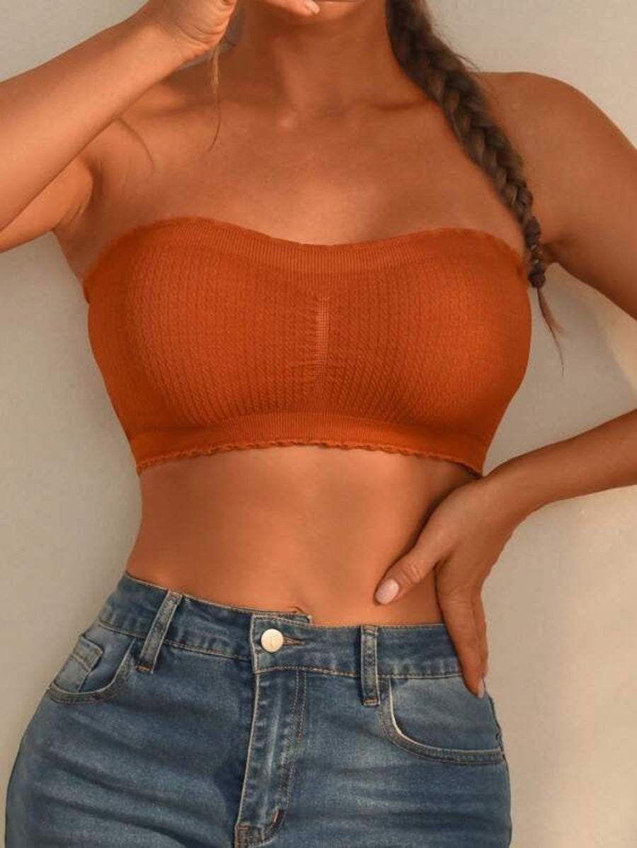 Solid Lettuce Trim Tube Bra-Soco Hoodie