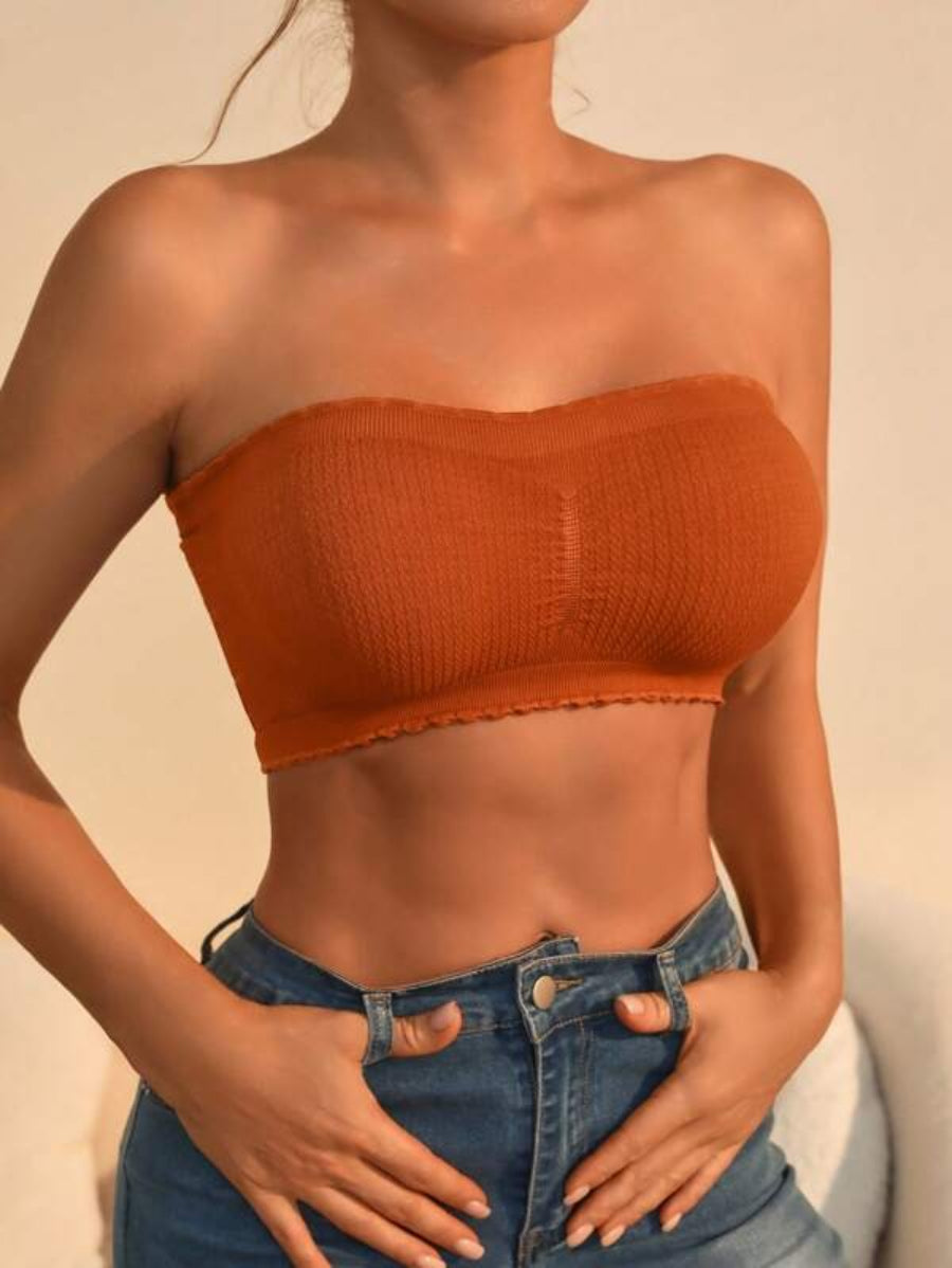 Solid Lettuce Trim Tube Bra-Soco Hoodie