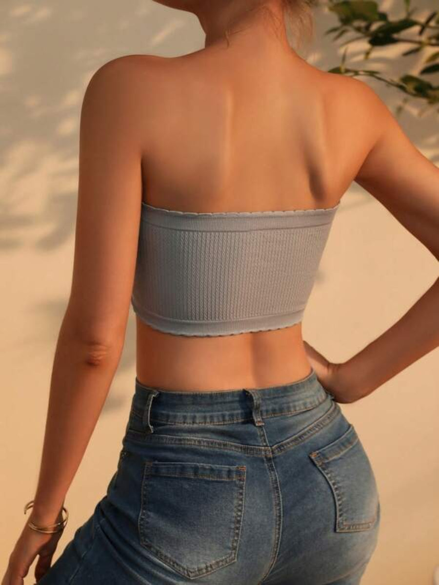 Solid Lettuce Trim Tube Bra-Soco Hoodie