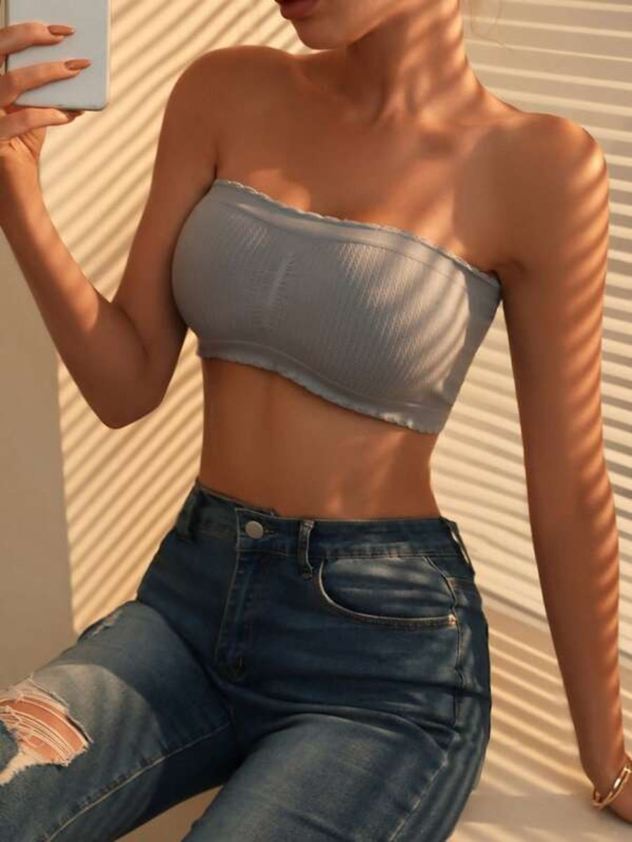 Solid Lettuce Trim Tube Bra-Soco Hoodie