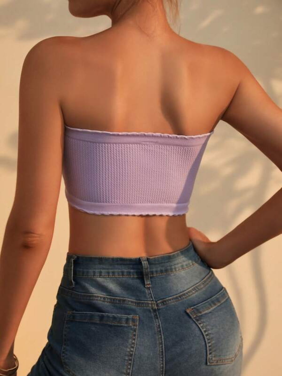 Solid Lettuce Trim Tube Bra-Soco Hoodie