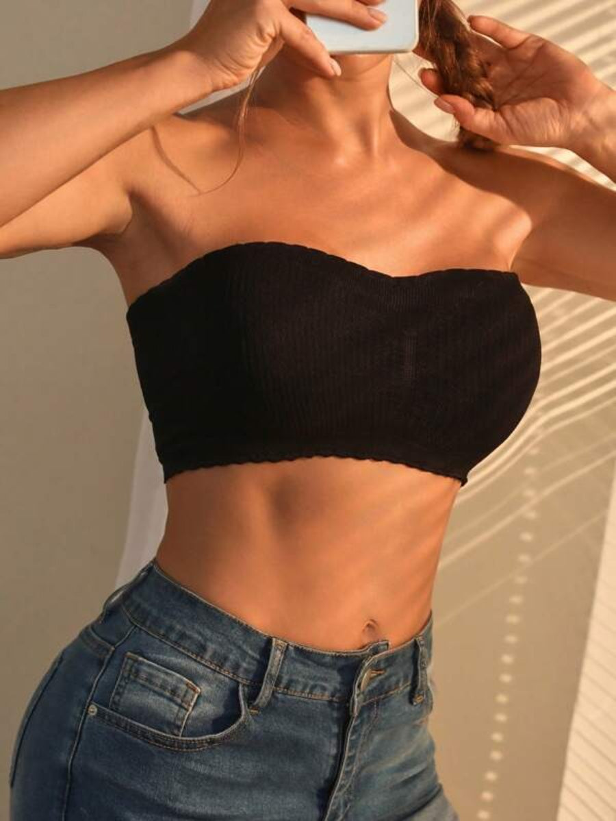 Solid Lettuce Trim Tube Bra-Soco Hoodie