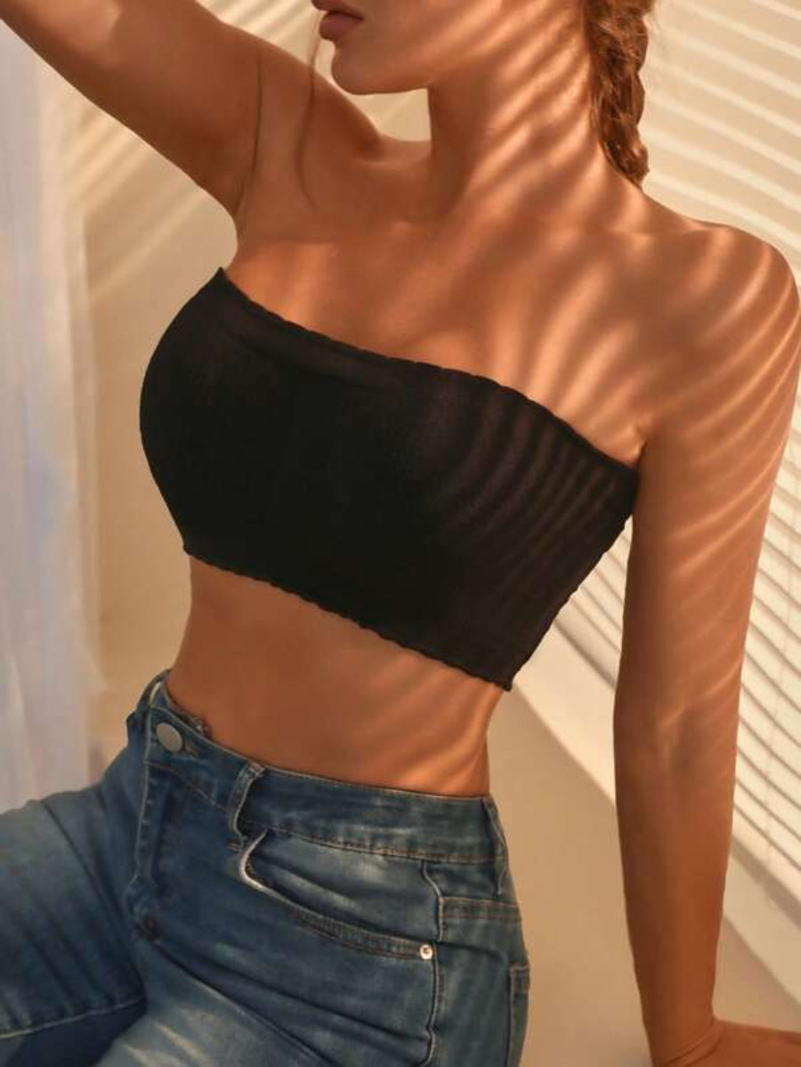 Solid Lettuce Trim Tube Bra-Soco Hoodie