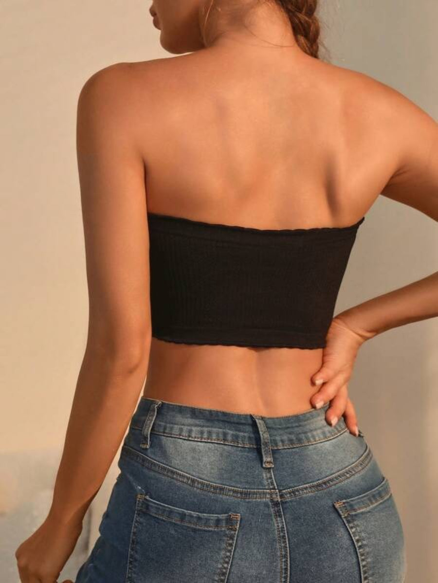 Solid Lettuce Trim Tube Bra-Soco Hoodie