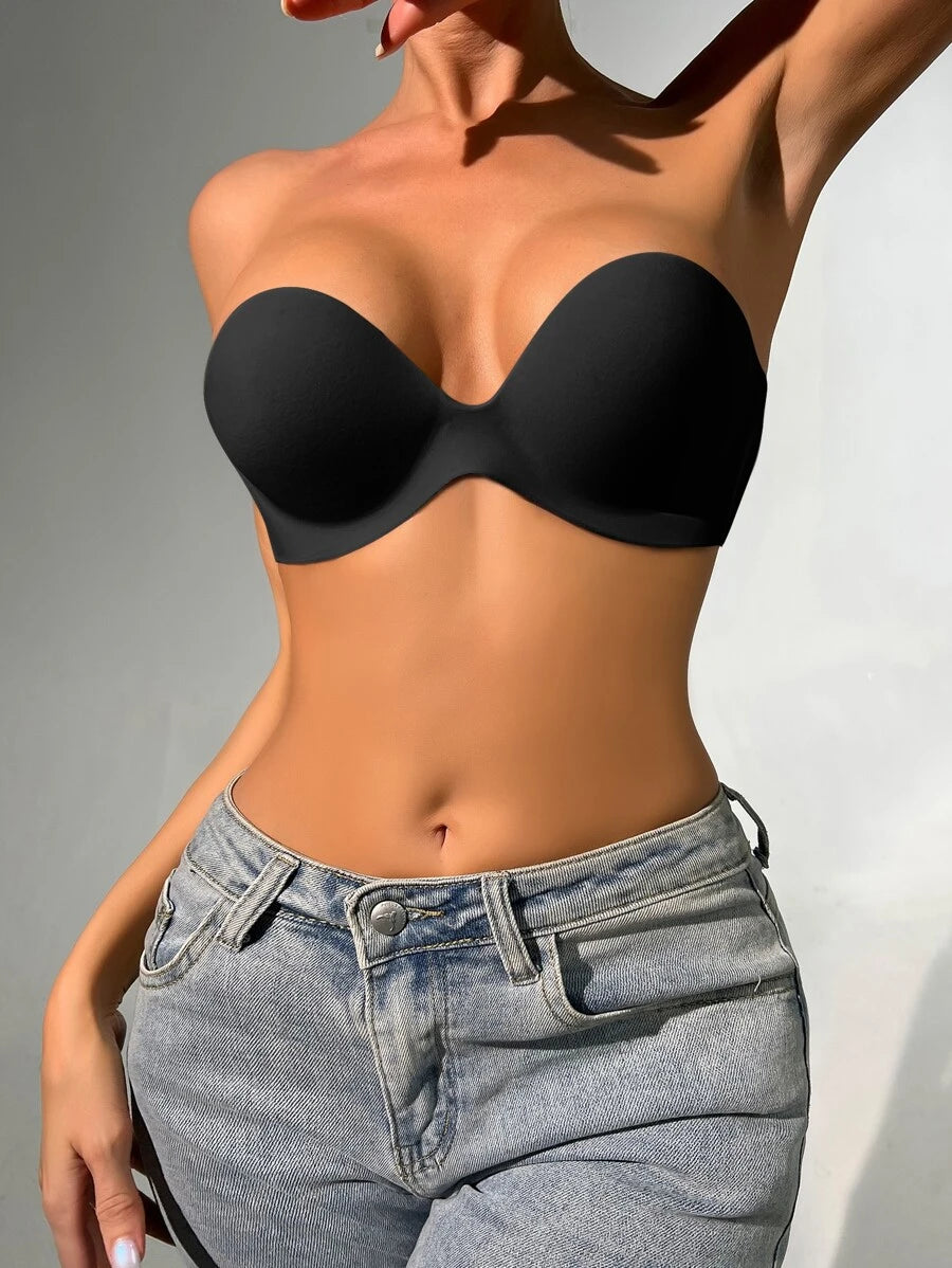 Solid Self Adhesive Strapless Bra-Soco Hoodie