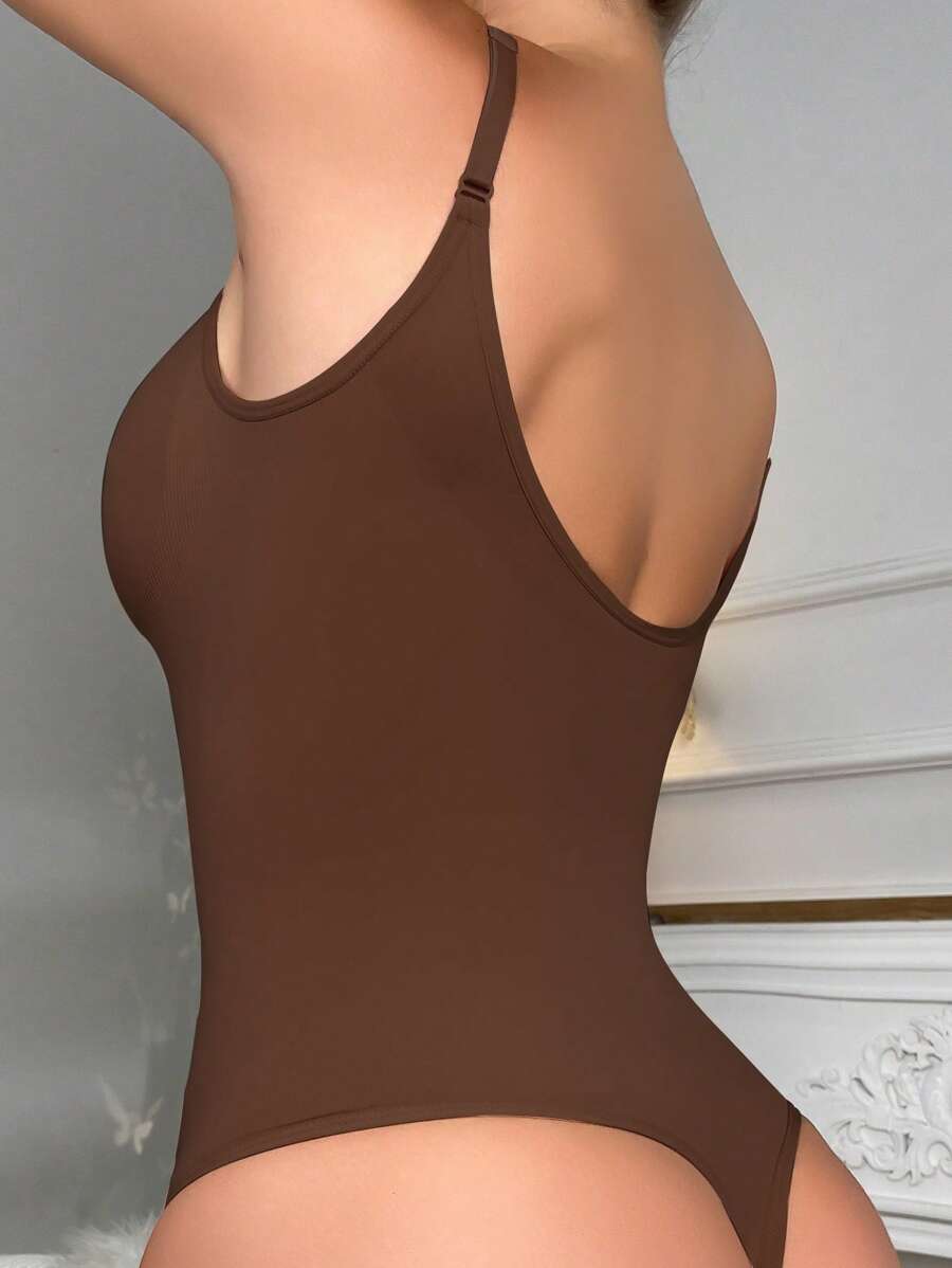 Solid Shapewear Thongs Bodysuit-Soco Hoodie