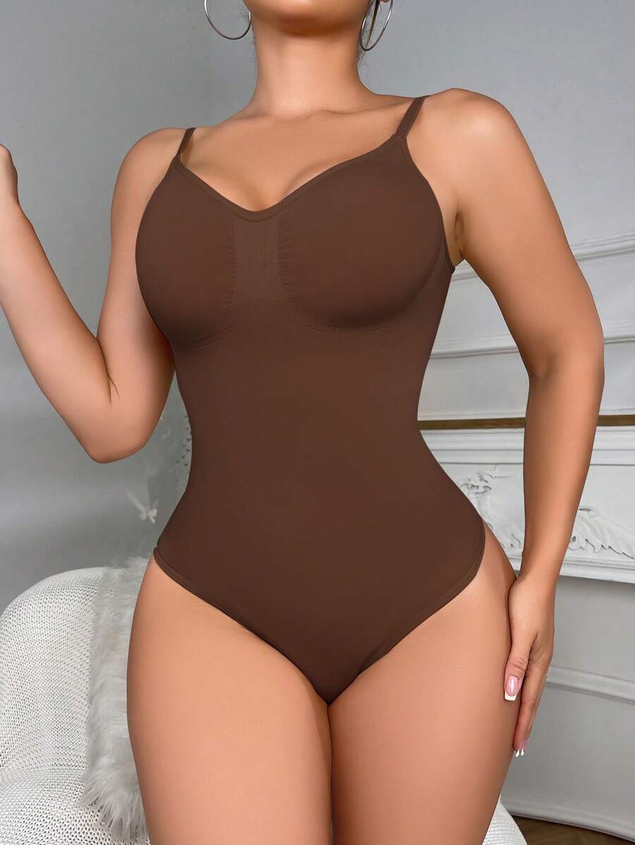 Solid Shapewear Thongs Bodysuit-Soco Hoodie