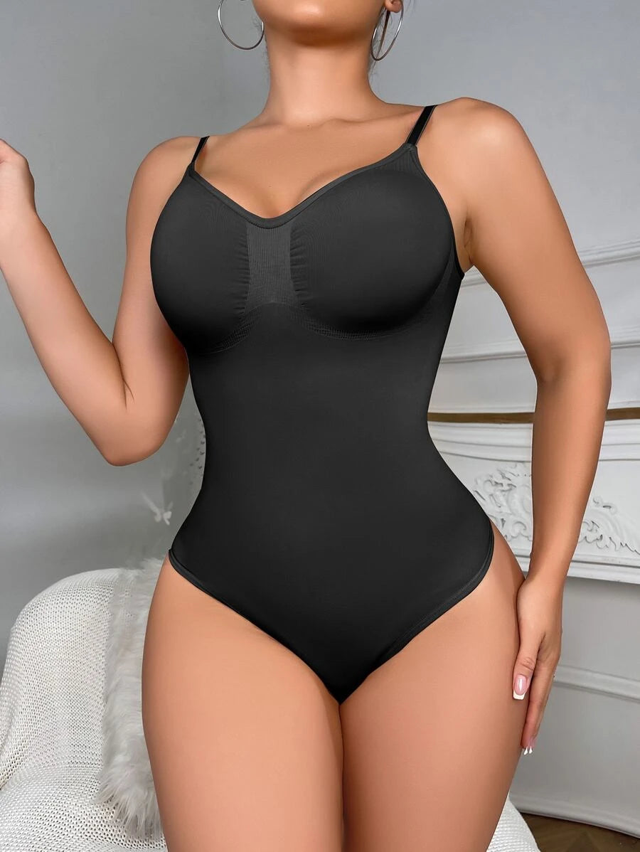 Solid Shapewear Thongs Bodysuit-Soco Hoodie