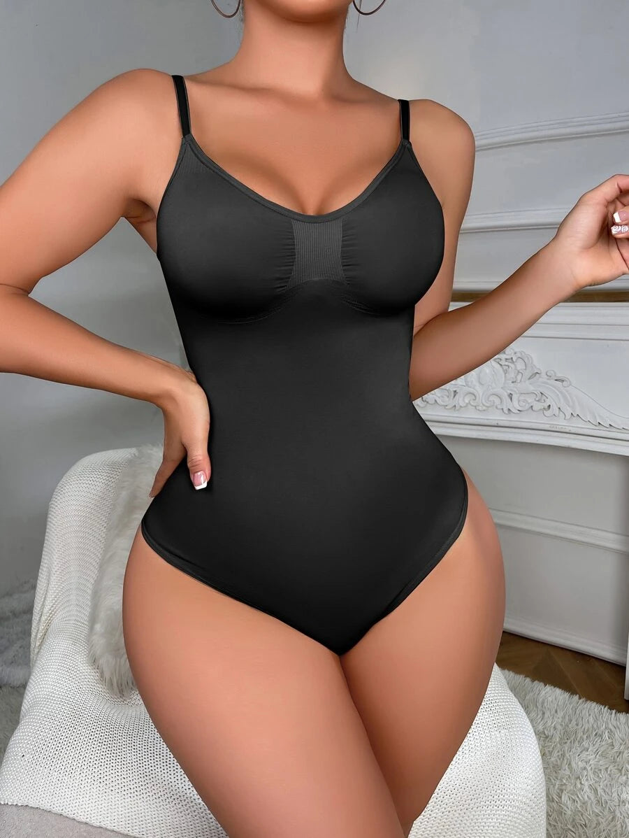 Solid Shapewear Thongs Bodysuit-Soco Hoodie