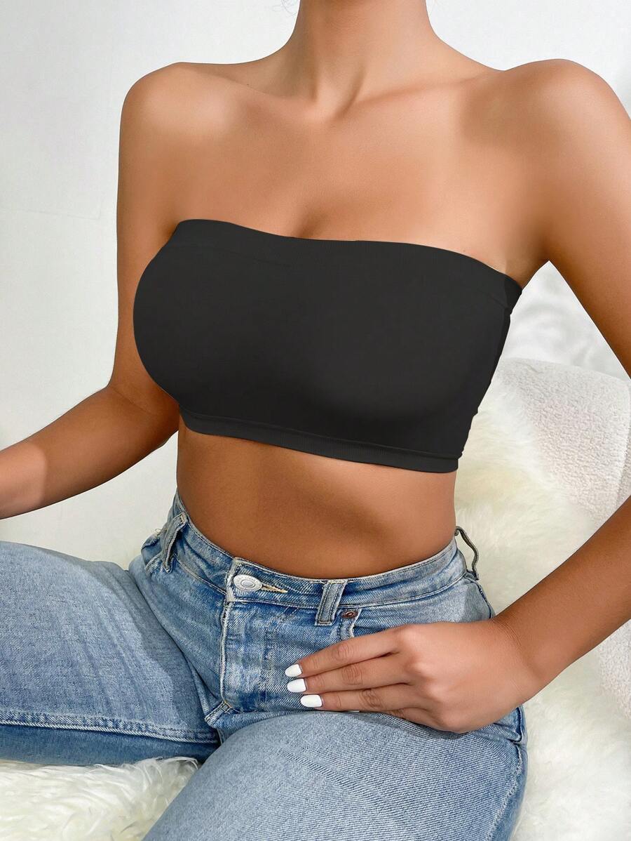 Solid Strapless Wireless Bra-Soco Hoodie