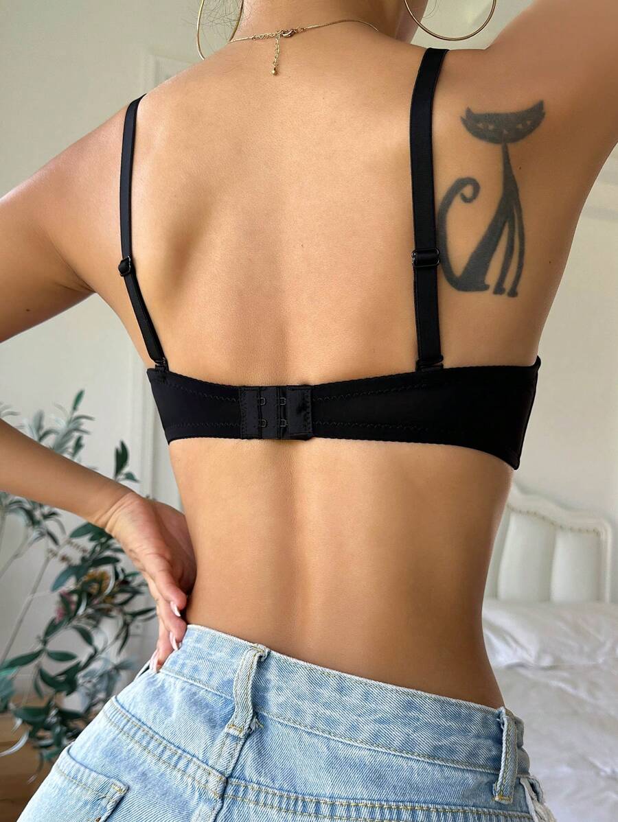 Solid Underwire Bra With Transparent Strap-Soco Hoodie