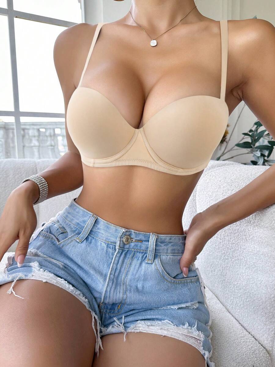 Solid Underwire Bra With Transparent Strap-Soco Hoodie