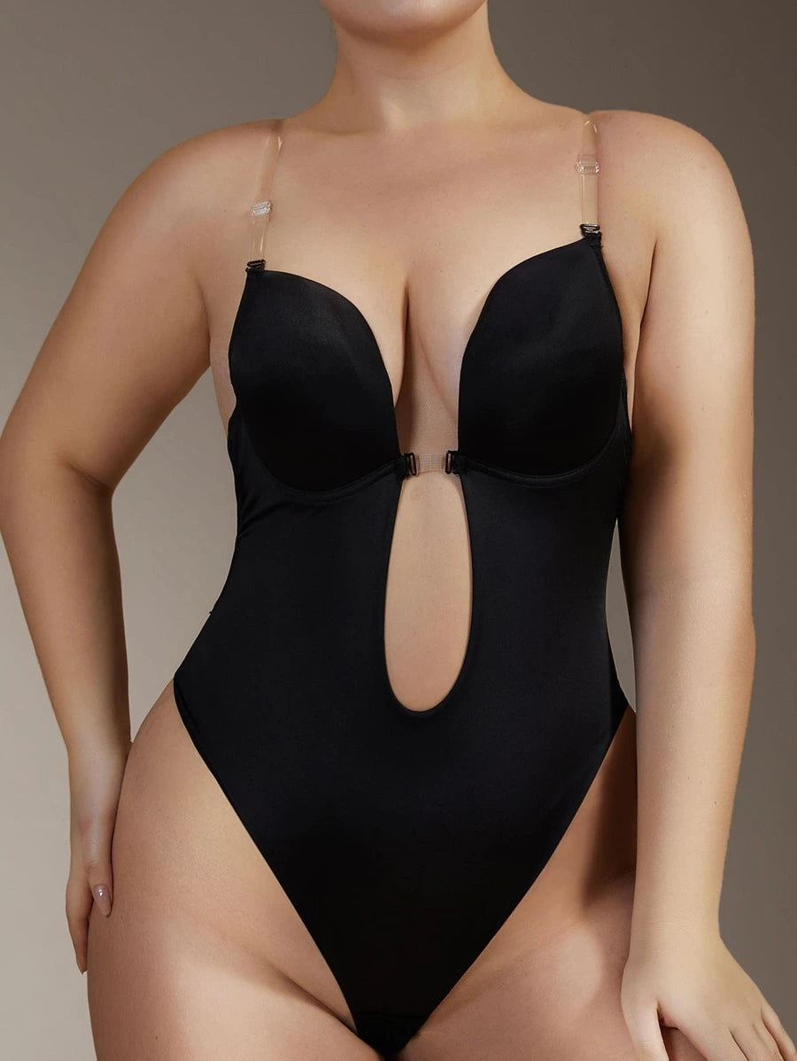 Solid Underwire Shapewear Bodysuit-Soco Hoodie