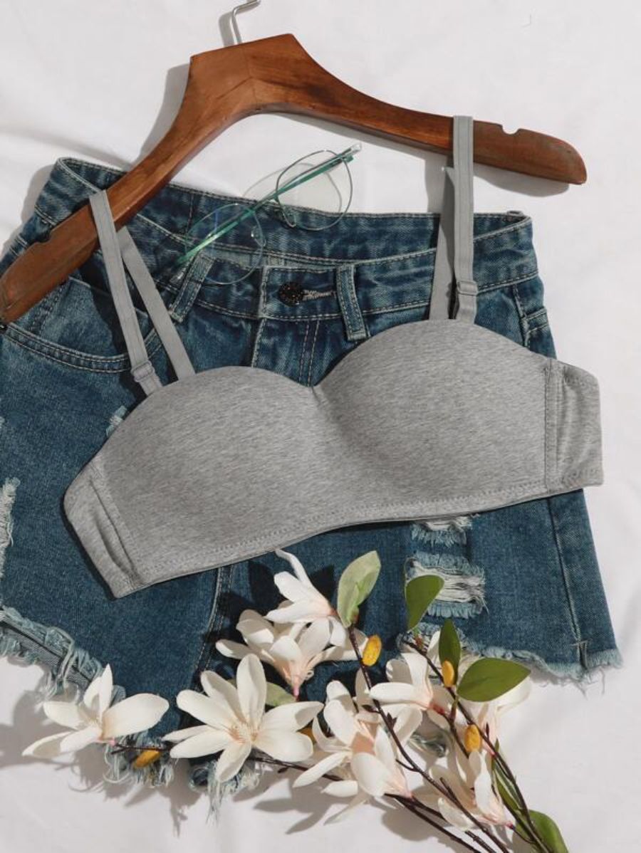 Solid Wireless Bra With Detachable Design Strap-Soco Hoodie