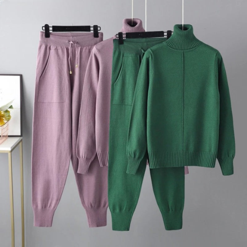 Casual Turtleneck 2 Piece Women's Sweater-Soco Hoodie