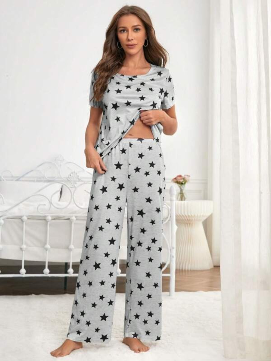 Star Print Tee And Pants Set-Soco Hoodie
