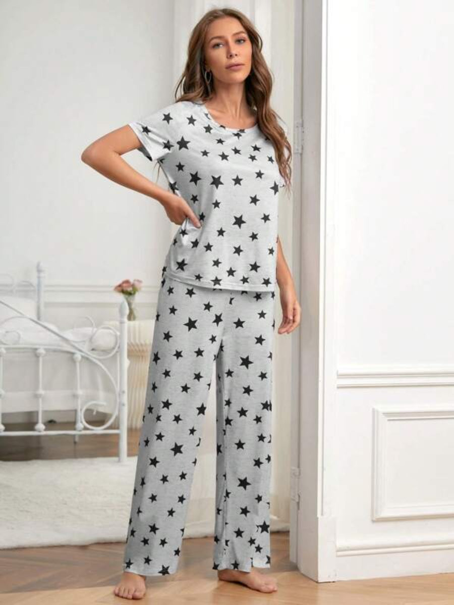Star Print Tee And Pants Set-Soco Hoodie