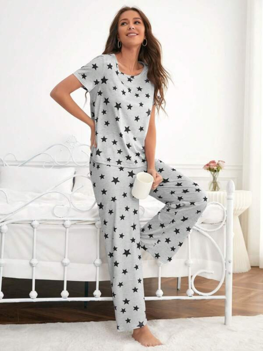 Star Print Tee And Pants Set-Soco Hoodie