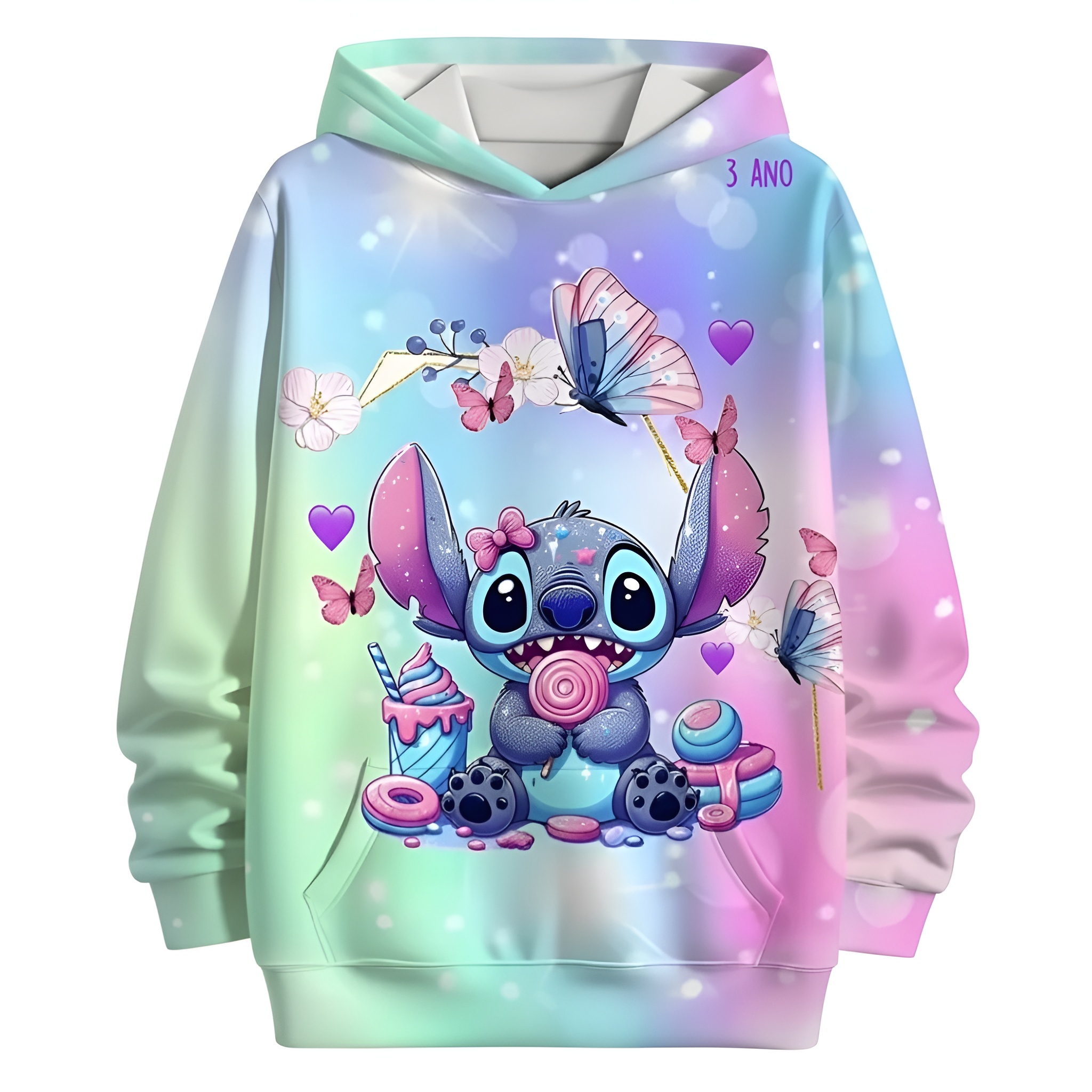 Stitch Girls And Boys 3D Dreamy Dessert Butterfly Print Hoodie