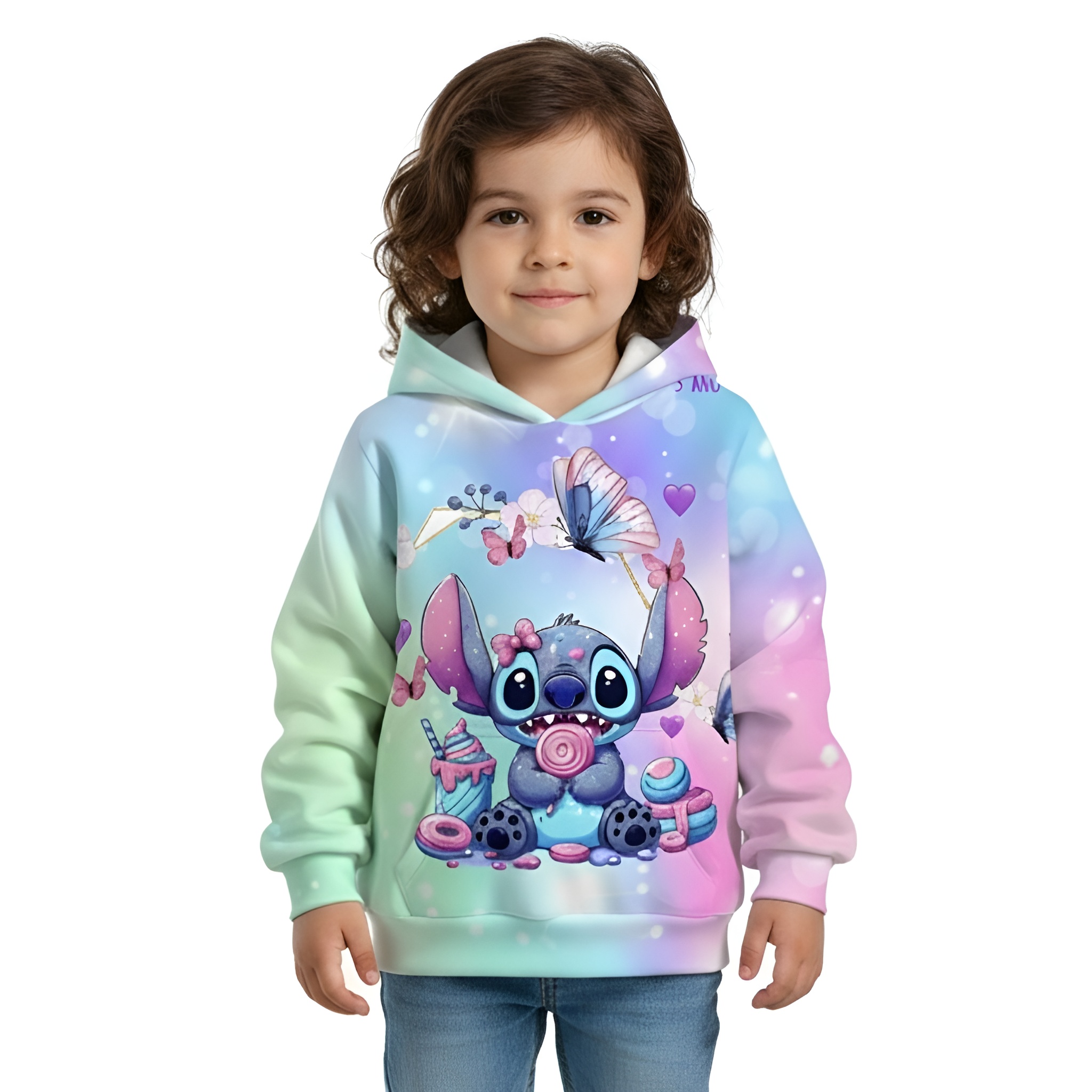 Stitch Girls And Boys 3D Dreamy Dessert Butterfly Print Hoodie