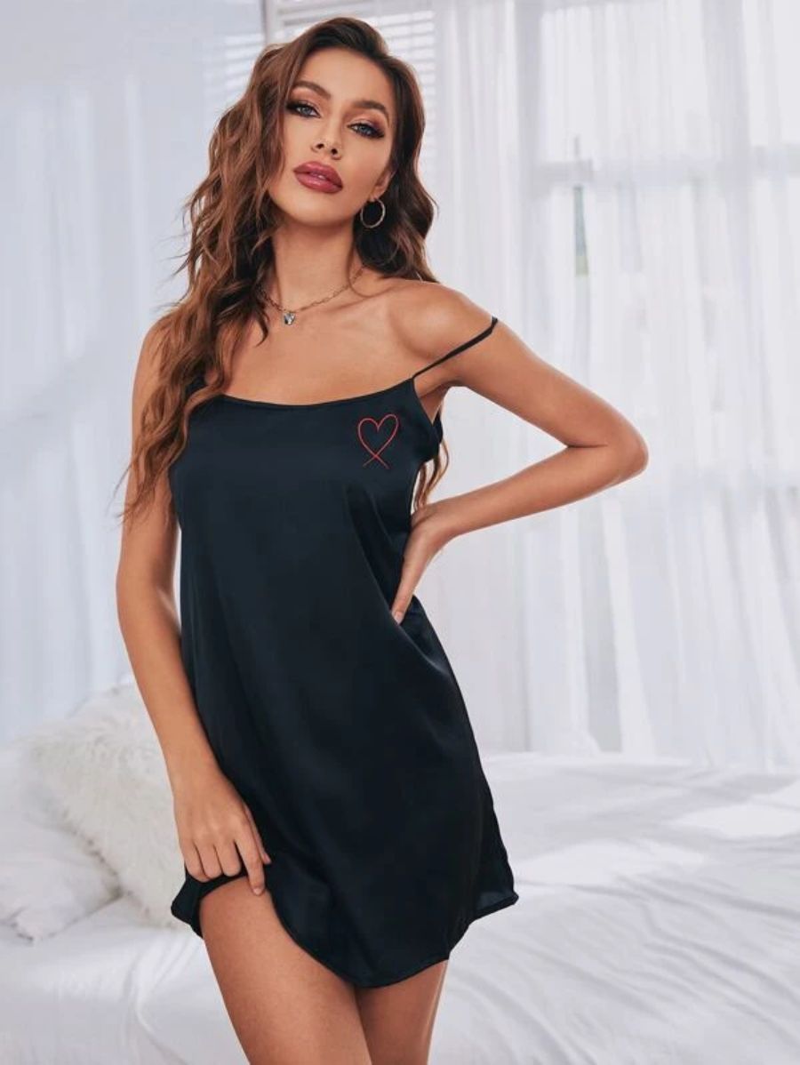 Stretchable Satin Cami Night Dress-Soco Hoodie