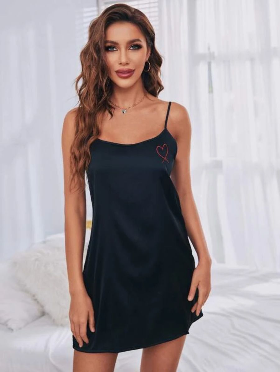 Stretchable Satin Cami Night Dress-Soco Hoodie