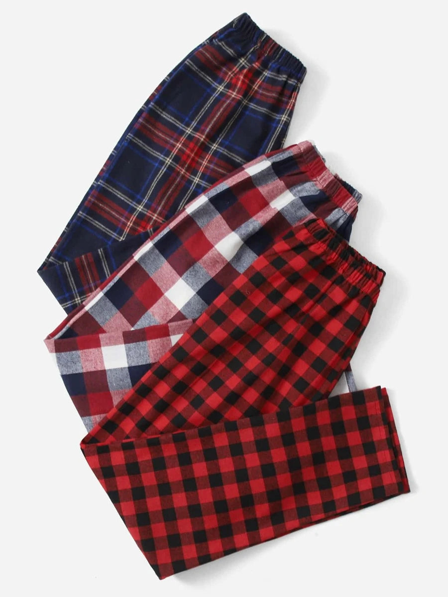 Tartan And Gingham Print Sleep Pants-Soco Hoodie