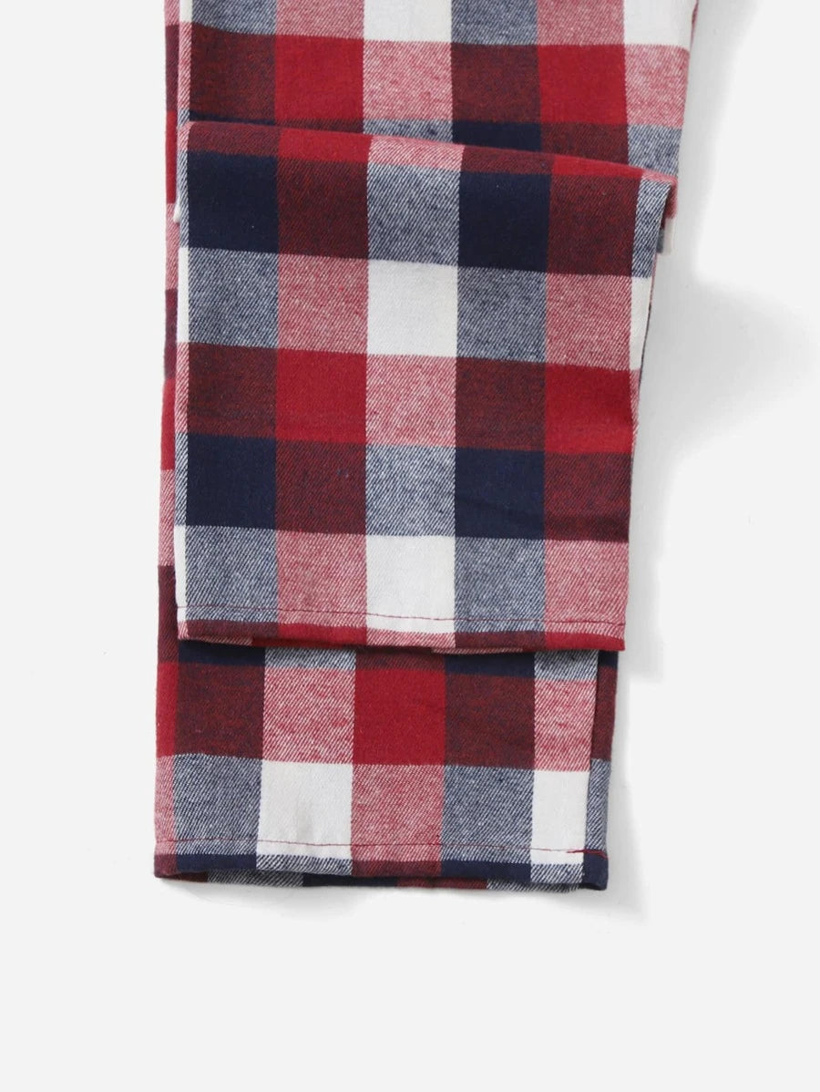 Tartan And Gingham Print Sleep Pants-Soco Hoodie