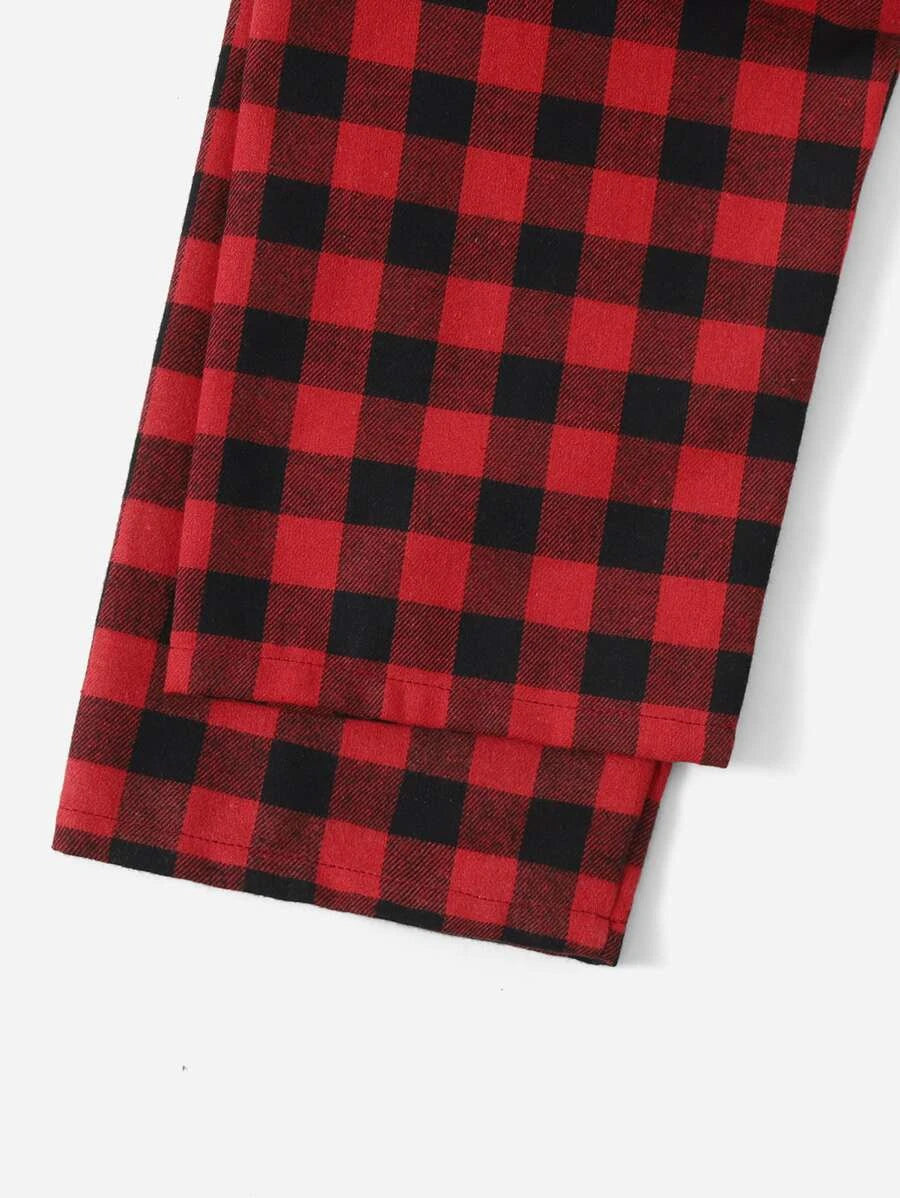 Tartan And Gingham Print Sleep Pants-Soco Hoodie