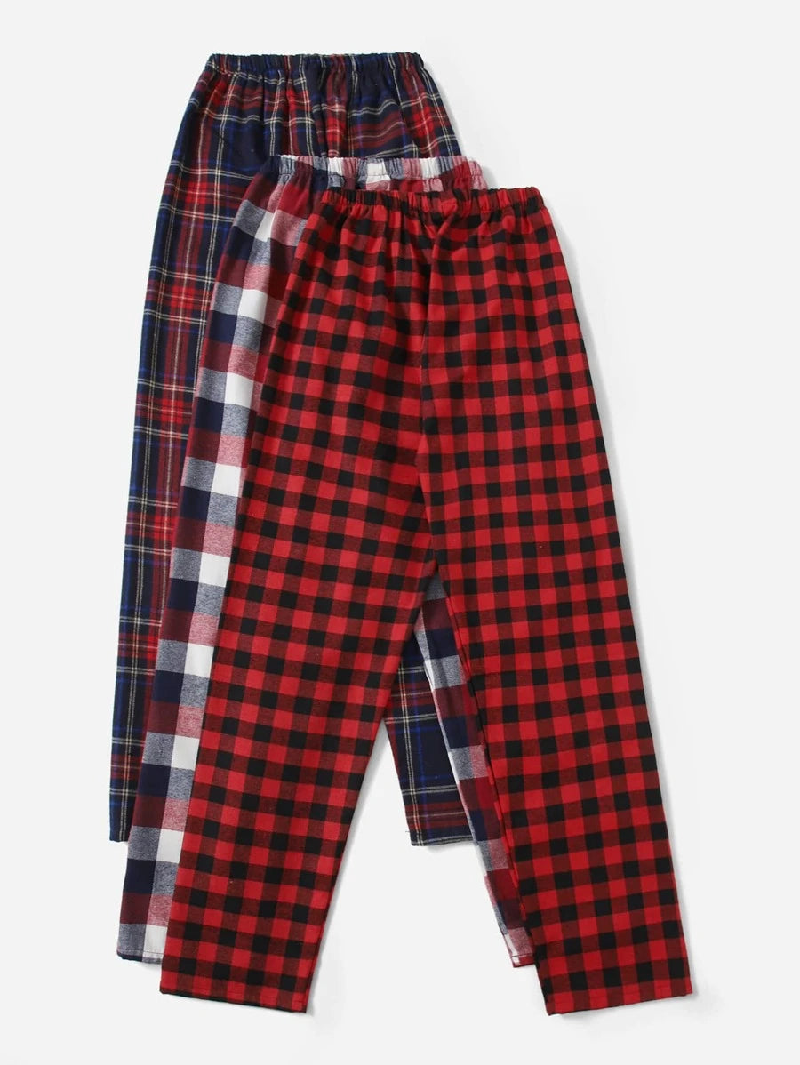 Tartan And Gingham Print Sleep Pants-Soco Hoodie