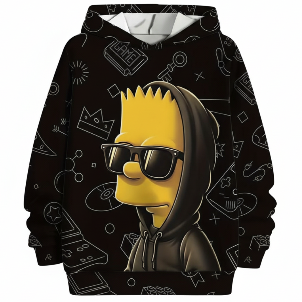 Simpsons Boys 3D Cartoon Print Pullover Hoodie