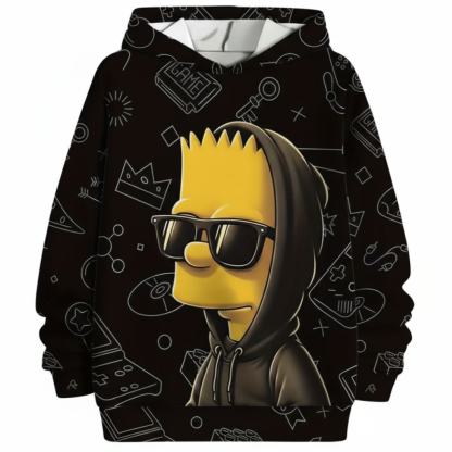 Simpsons Boys 3D Cartoon Print Pullover Hoodie