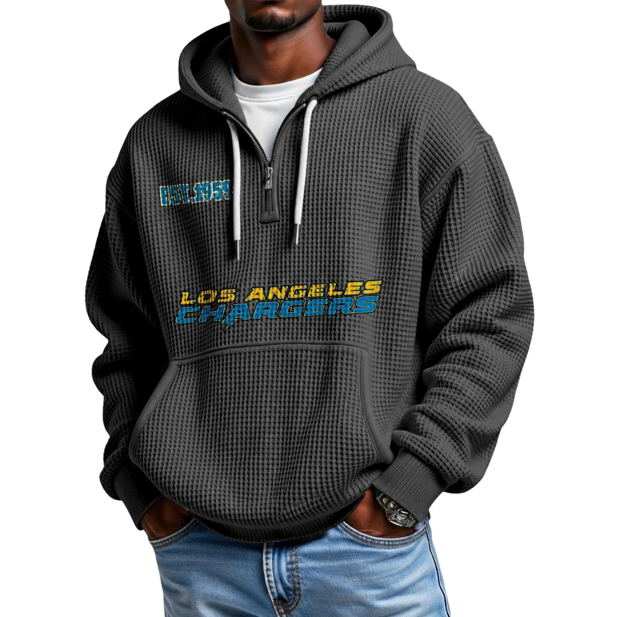 Los Angeles Chargers Themed Quarter Zip Hoodie