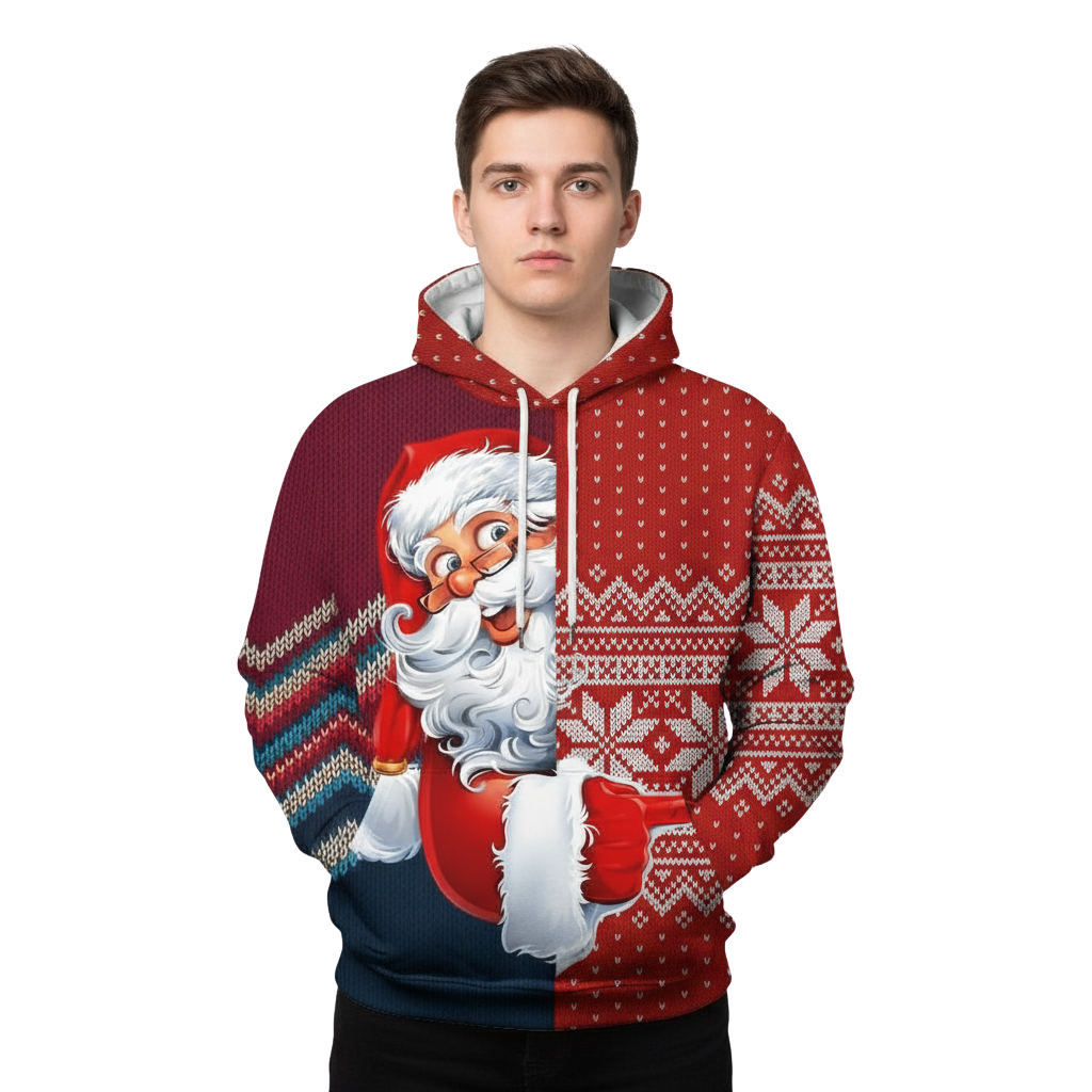 Men Santa Graphic Hoodie for Christmas