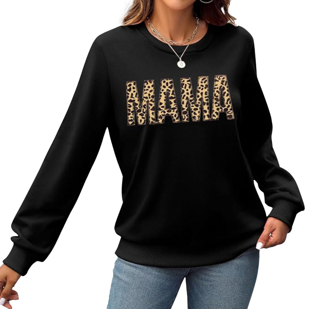 Long Sleeve Mama Print Sweatshirt