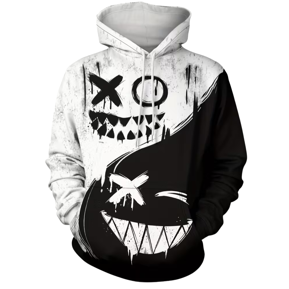 Geometric Pattern Polyester Knit Regular Fit Stretch Hooded Sweatshirt