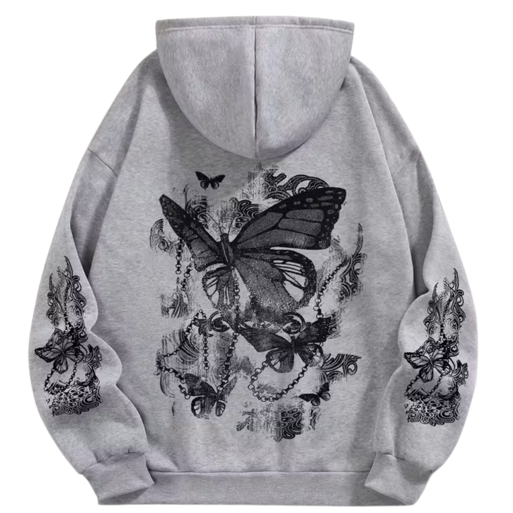 Floral Graphic Print Casual Drawstring Hoodie