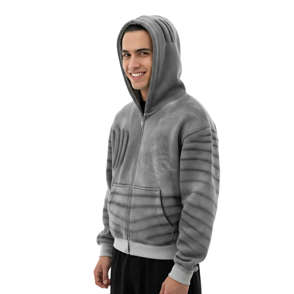 Casual Soft Fleece Zip Up Hoodie 