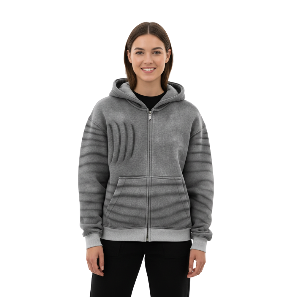Casual Soft Fleece Zip Up Hoodie 