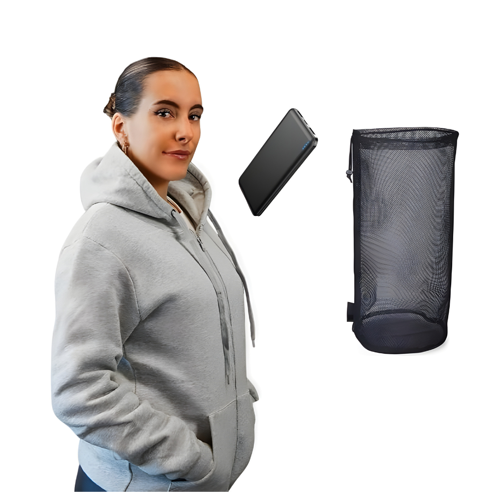 Heated Thermal Hoodie With Rechargeable Design Gray