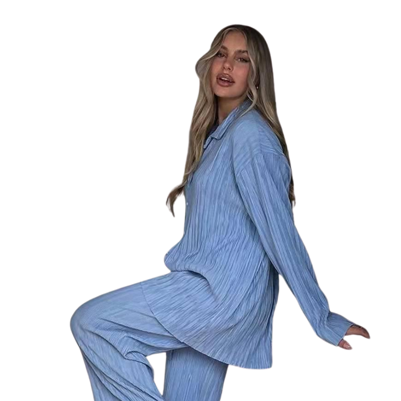 Spring Summer 2 Piece Streetwear Set Light Blue