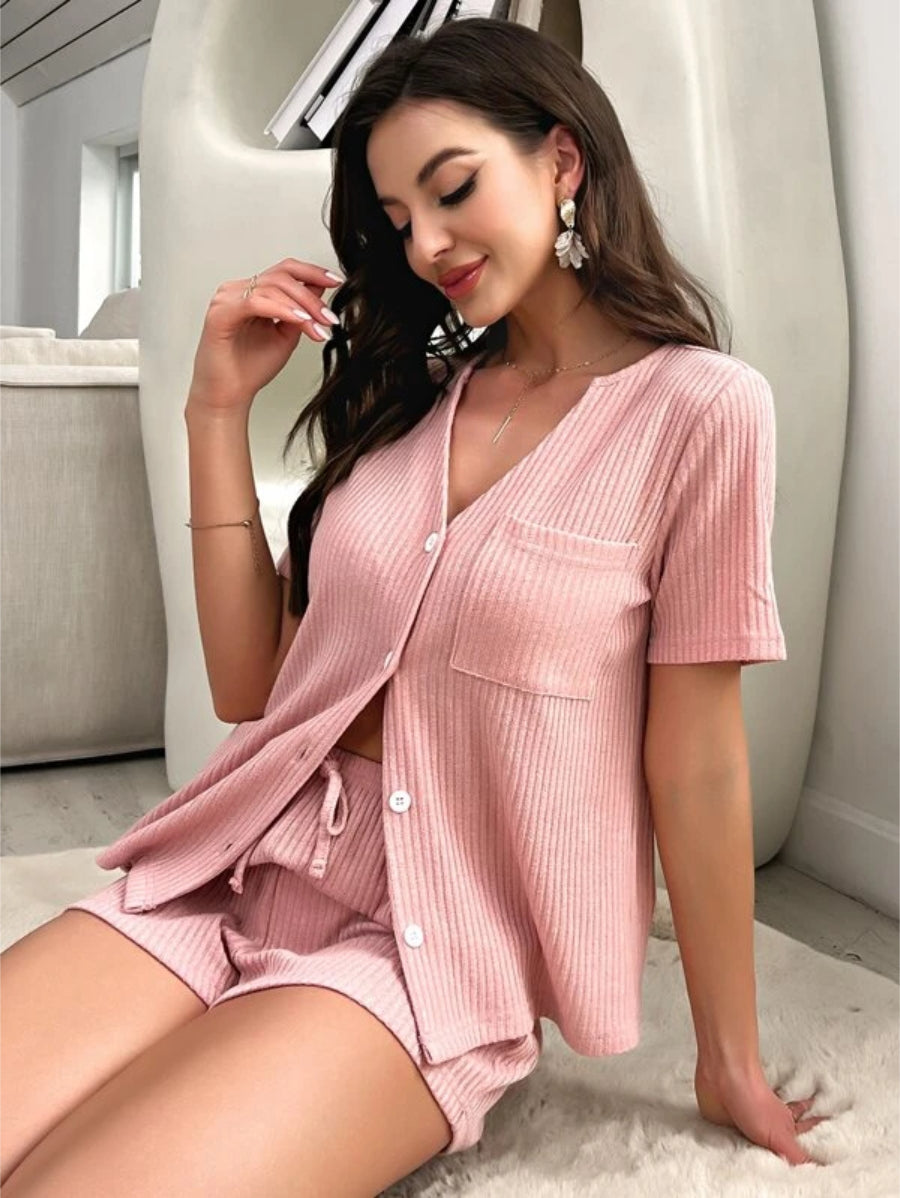 Waffle Knit Pajama Set-Soco Hoodie