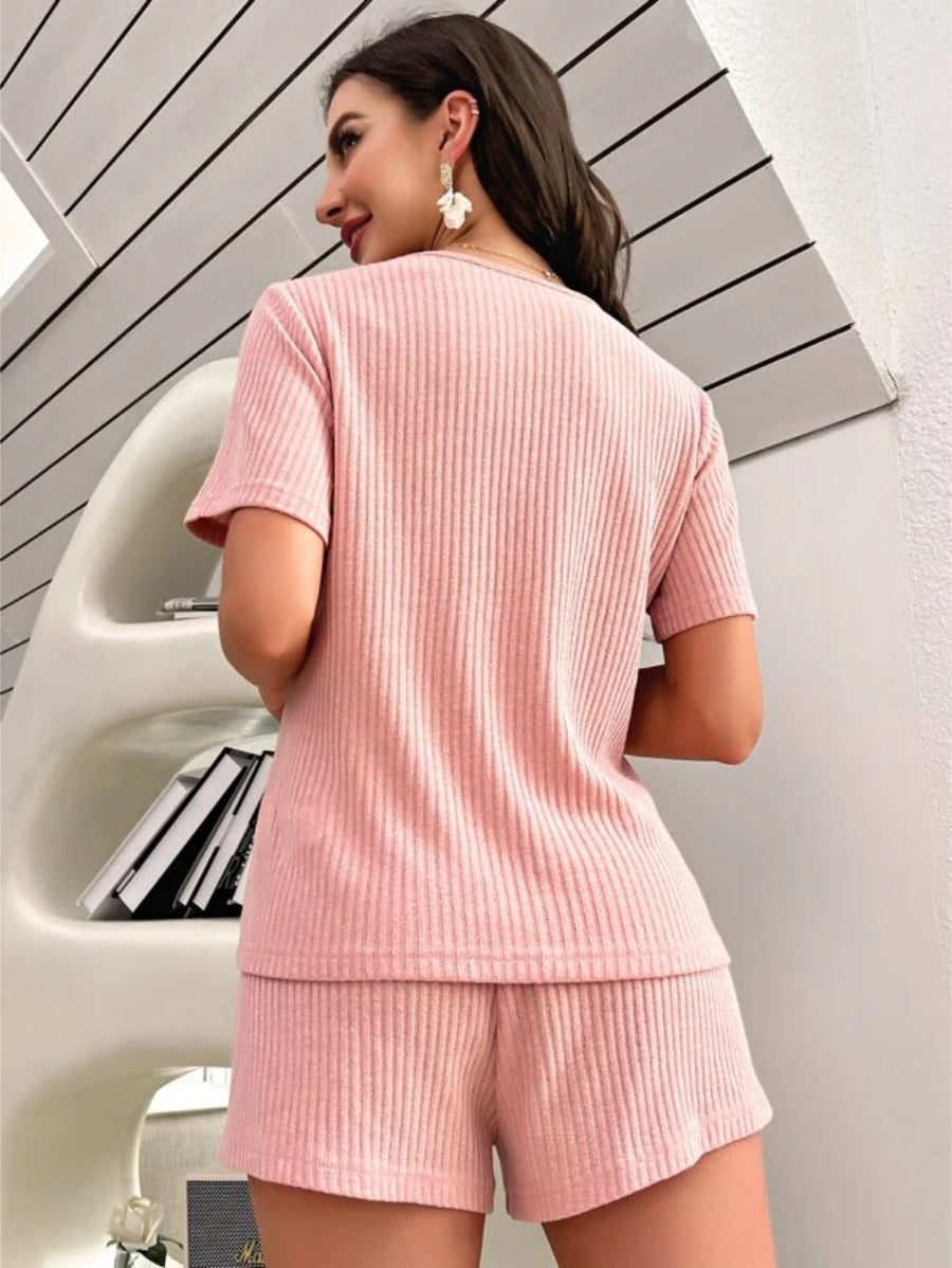 Waffle Knit Pajama Set-Soco Hoodie