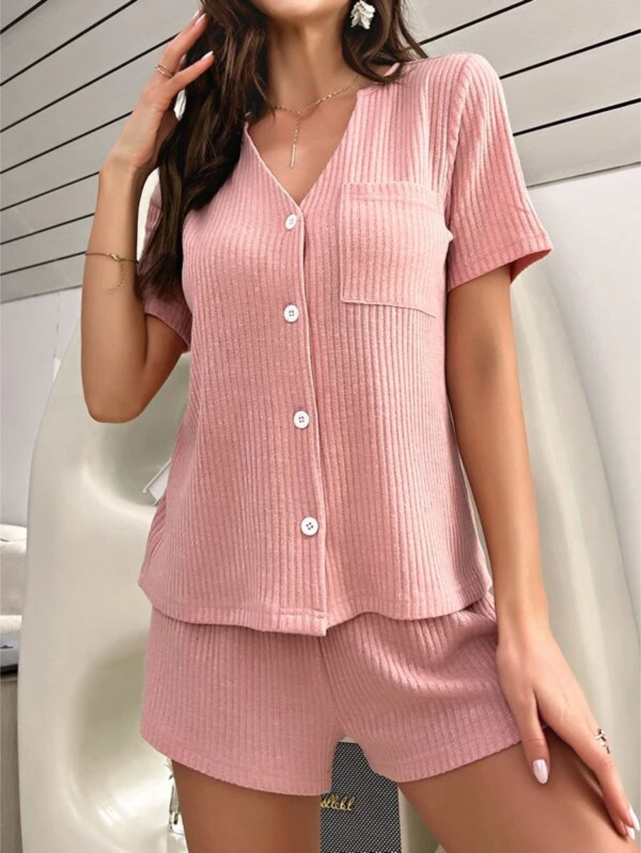 Waffle Knit Pajama Set-Soco Hoodie